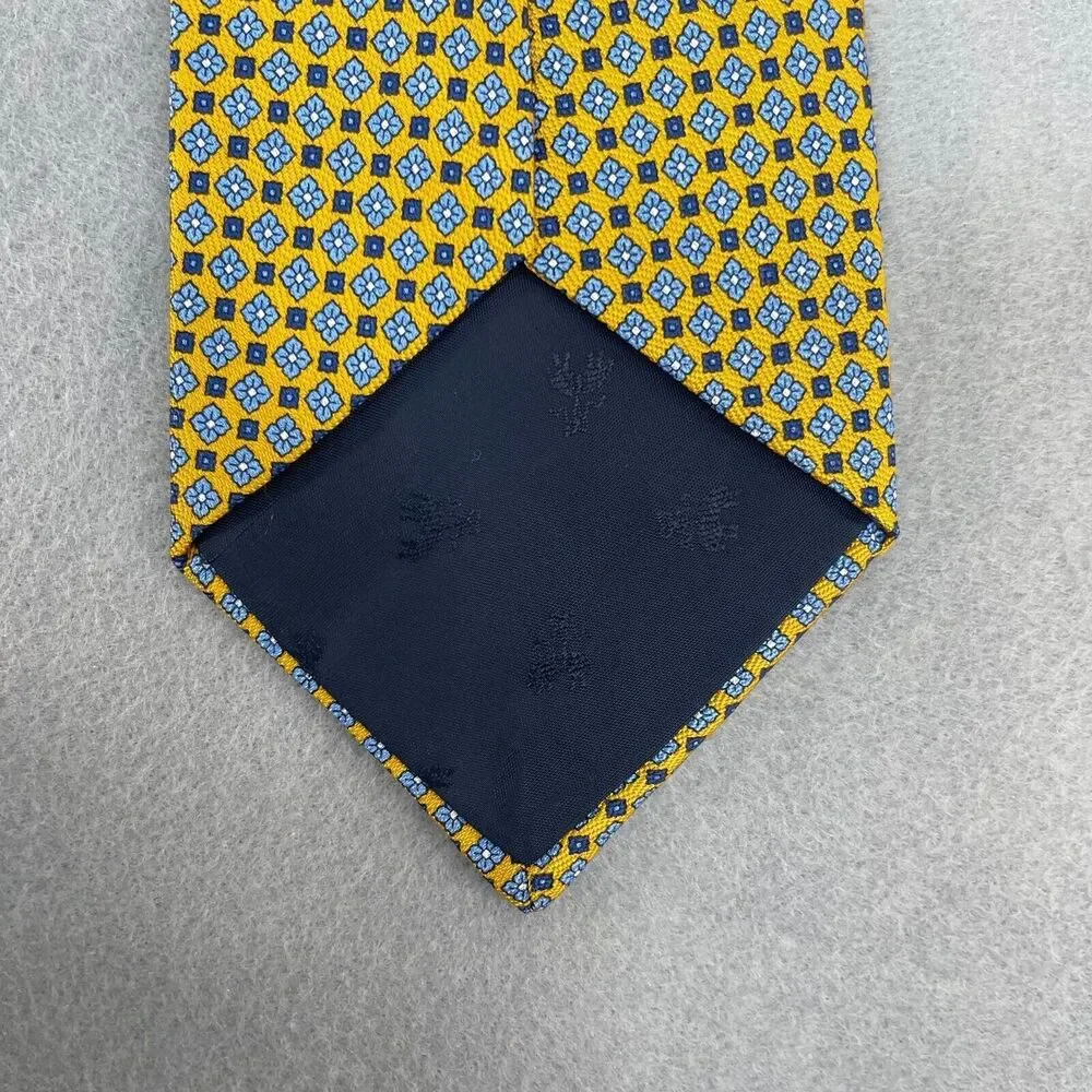 Brooks Brothers Tie Mens Yellow Blue Novelty‎ Necktie 100% Silk